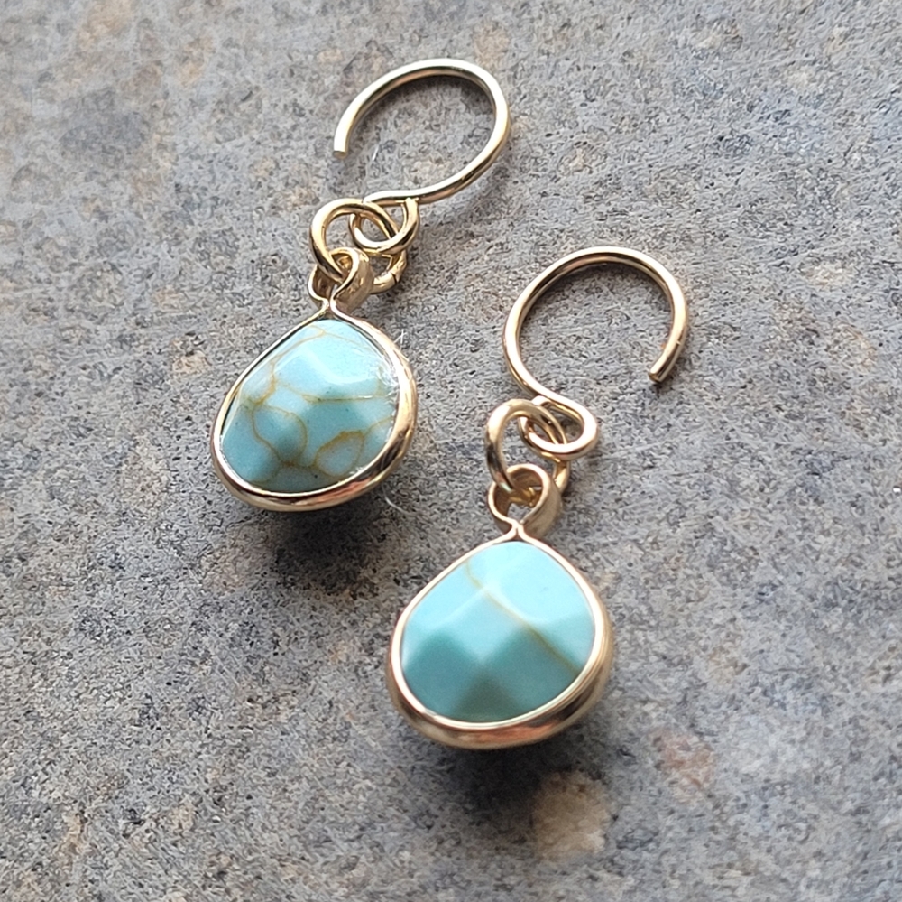 14k Gold Filled Plated Turquoise Earring